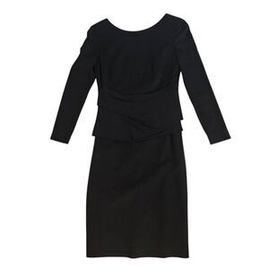 A-K-R-I-S Punto Womens Crew Drape Detail Long Sleeve Shift Dress Black Small